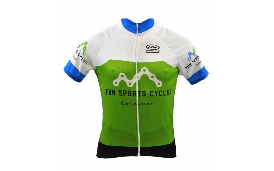 Maillot Vélo été Fun Sports Cycles Vert/Bleu